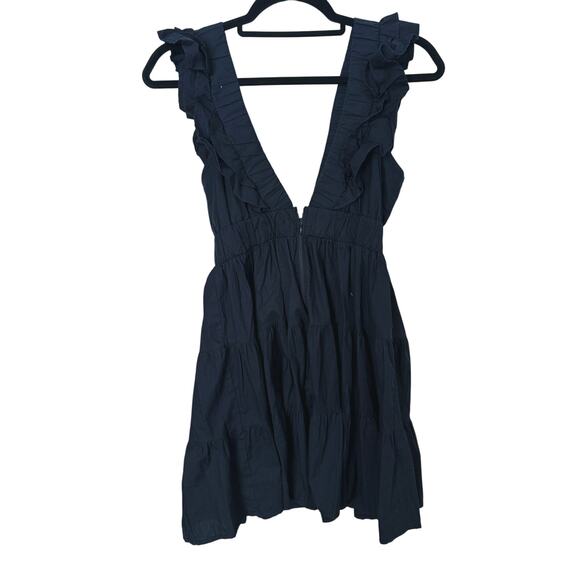 Abercrombie & Fitch Ruffle Flutter Sleeve Tiered Mini Dress Black Small - Picture 8 of 13